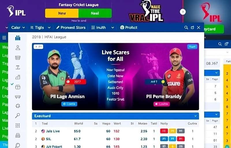 Fantasy Cricket League India dashboard showing live scores and player statistics during an IPL match